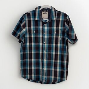 Vans Off the Wall‎ Mens Small Short Sleeve Plaid Button Up Shirt Skater